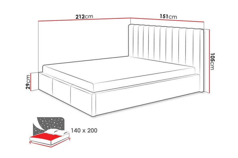 Sängynrunko Derry 140x200 cm - Harmaa - Huonekalut - Sänky - Sänkykehikot & sängynrungot