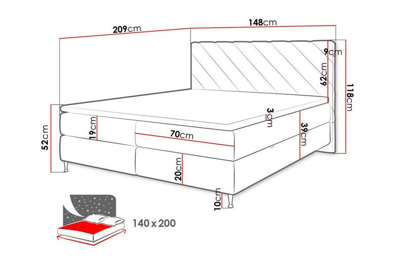 Sängynrunko Derry 140x200 cm - Huonekalut - Sänky - Sänkykehikot & sängynrungot