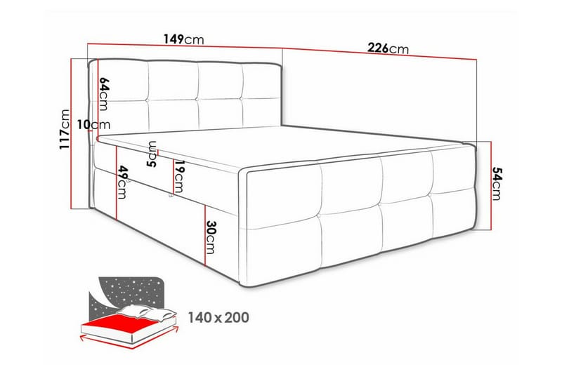 Sängynrunko Derry 140x200 cm - Huonekalut - Sänky - Sänkykehikot & sängynrungot