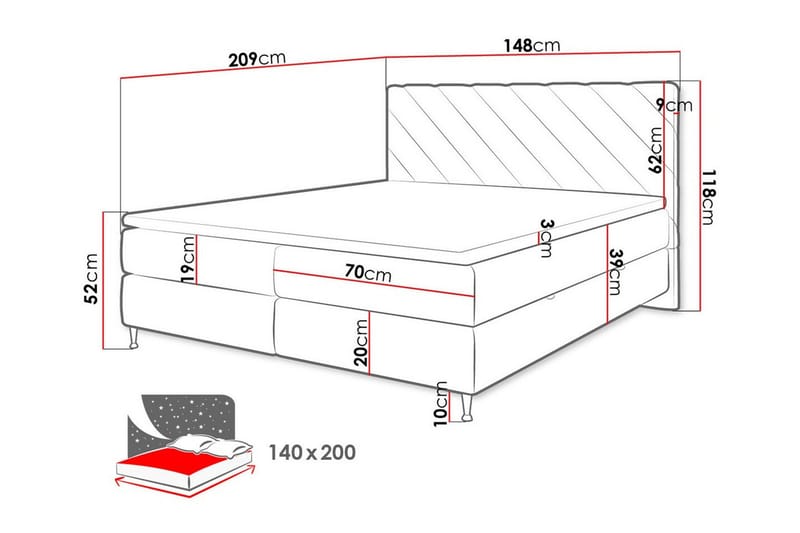 Sängynrunko Derry 140x200 cm - Huonekalut - Sänky - Sänkykehikot & sängynrungot