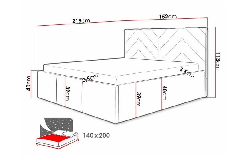 Sängynrunko Derry 140x200 cm - Huonekalut - Sänky - Sänkykehikot & sängynrungot