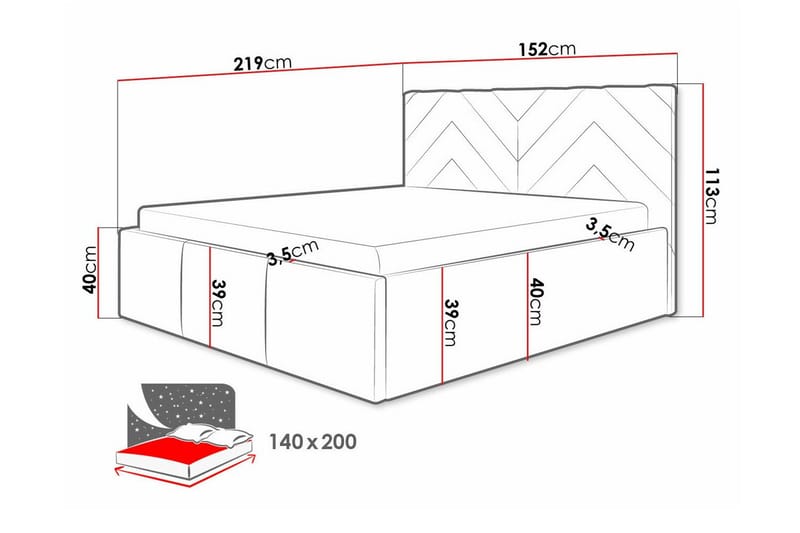 Sängynrunko Derry 140x200 cm - Huonekalut - Sänky - Sänkykehikot & sängynrungot