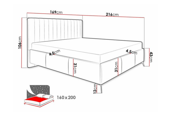 Sängynrunko Derry 160x200 cm - Beige - Sänkykehikot & sängynrungot