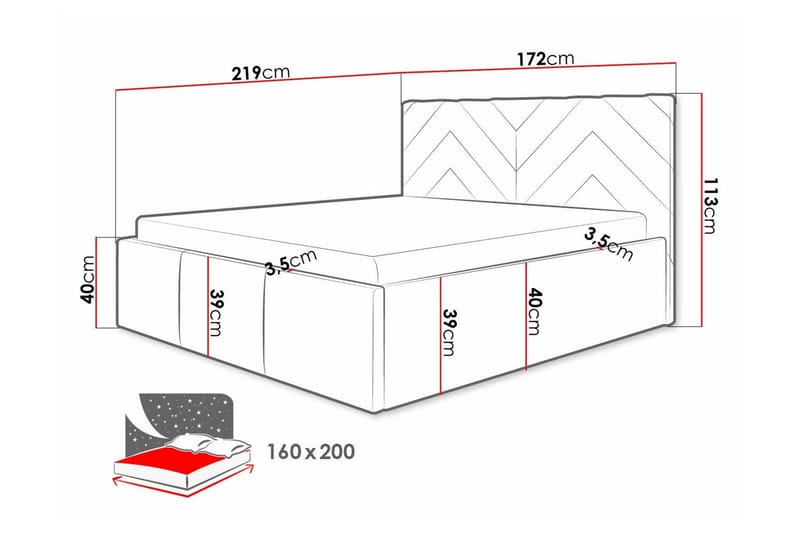Sängynrunko Derry 160x200 cm - Huonekalut - Sänky - Sänkykehikot & sängynrungot