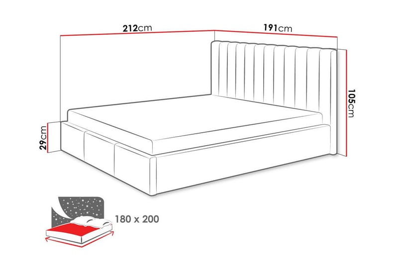 Sängynrunko Derry 180x200 cm - Harmaa - Huonekalut - Sänky - Sänkykehikot & sängynrungot