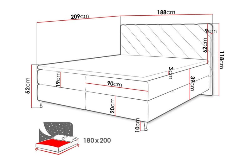 Sängynrunko Derry 180x200 cm - Huonekalut - Sänky - Sänkykehikot & sängynrungot