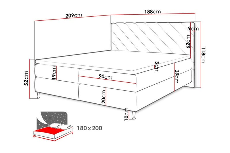 Sängynrunko Derry 180x200 cm - Huonekalut - Sänky - Sänkykehikot & sängynrungot