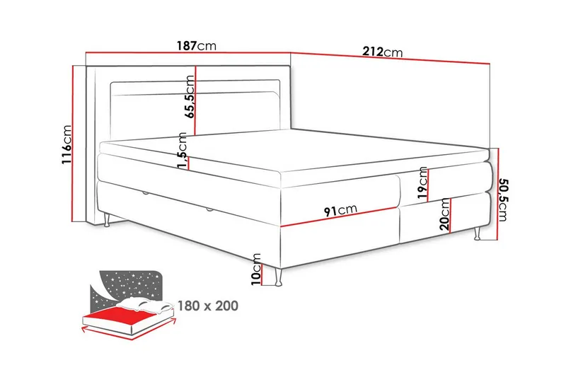 Sängynrunko Derry 180x200 cm - Huonekalut - Sänky - Sänkykehikot & sängynrungot