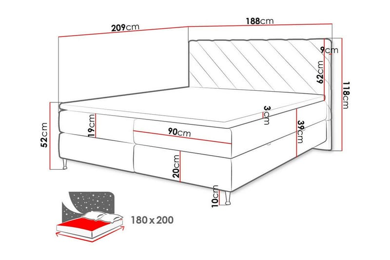 Sängynrunko Derry 180x200 cm - Huonekalut - Sänky - Sänkykehikot & sängynrungot