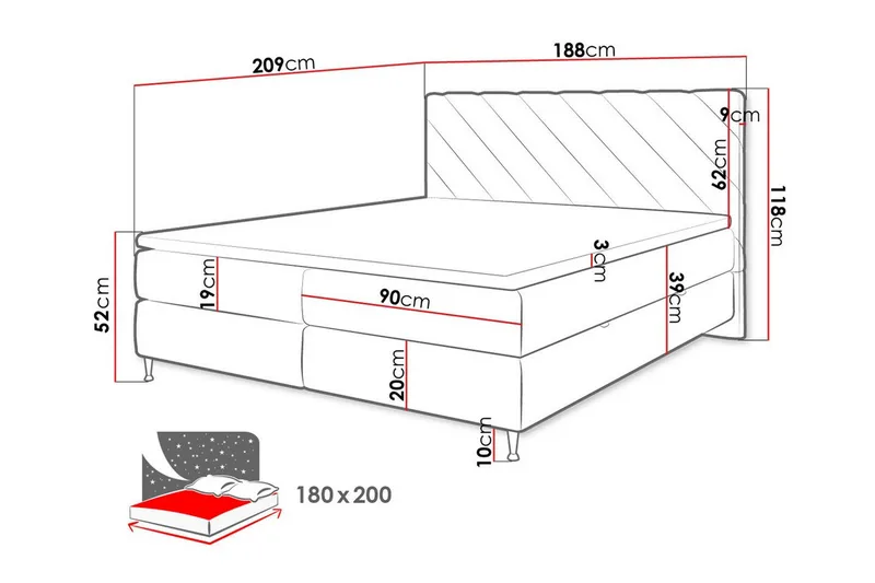 Sängynrunko Derry 180x200 cm - Huonekalut - Sänky - Sänkykehikot & sängynrungot