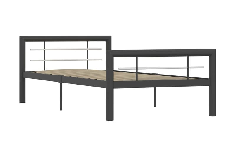 Sängynrunko harmaa ja valkoinen metalli 90x200 cm - Harmaa - Huonekalut - Sänky - Sänkykehikot & sängynrungot