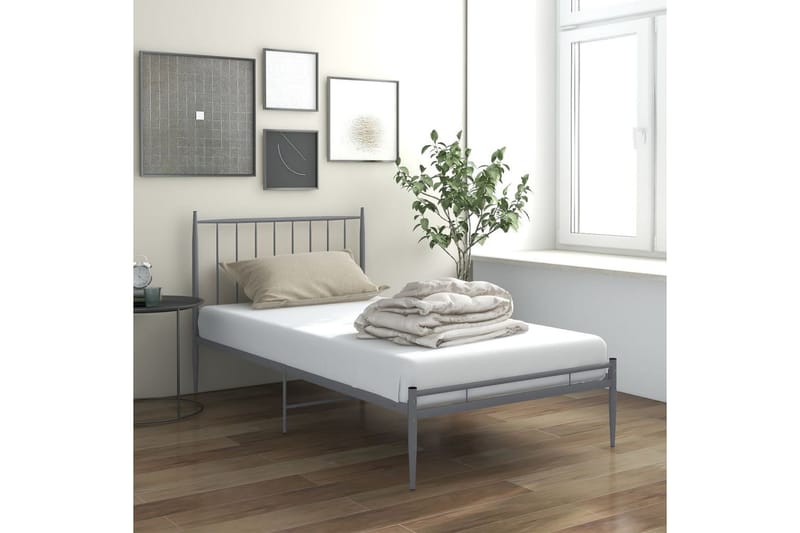 Sängynrunko harmaa metalli 100x200 cm - Huonekalut - Sänky - Sänkykehikot & sängynrungot