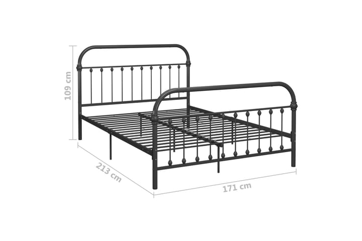 Sängynrunko harmaa metalli 160x200 cm - Sänkykehikot & sängynrungot