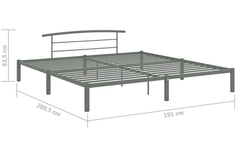 Sängynrunko harmaa metalli 180x200 cm - Harmaa - Huonekalut - Sänky - Sänkykehikot & sängynrungot