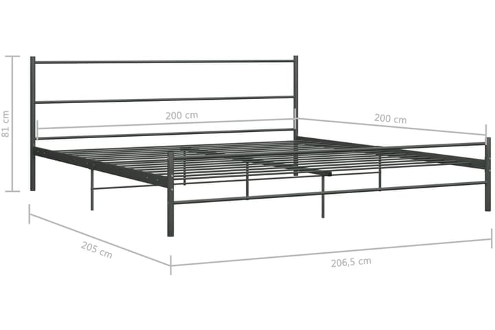 Sängynrunko harmaa metalli 200x200 cm - Harmaa - Sänkykehikot & sängynrungot