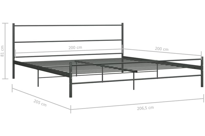 Sängynrunko harmaa metalli 200x200 cm - Harmaa - Huonekalut - Sänky - Sänkykehikot & sängynrungot