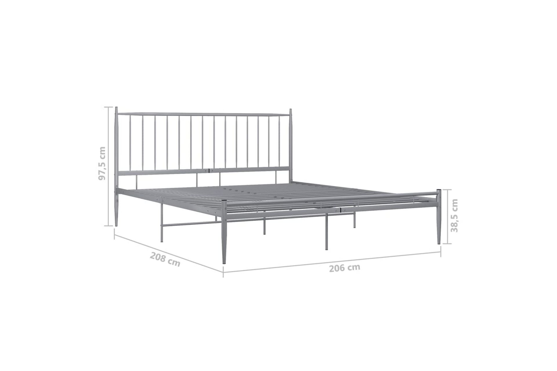 Sängynrunko harmaa metalli 200x200 cm - Harmaa - Huonekalut - Sänky - Sänkykehikot & sängynrungot