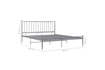 Sängynrunko harmaa metalli 200x200 cm - Harmaa - Huonekalut - Sänky - Sänkykehikot & sängynrungot