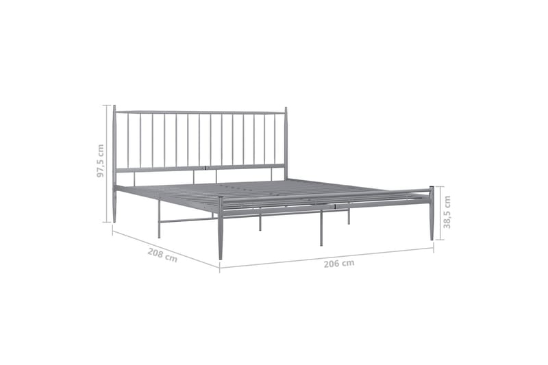 Sängynrunko harmaa metalli 200x200 cm - Harmaa - Huonekalut - Sänky - Sänkykehikot & sängynrungot