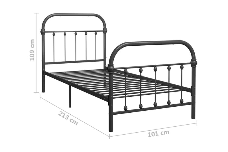 Sängynrunko harmaa metalli 90x200 cm - Harmaa - Huonekalut - Sänky - Sänkykehikot & sängynrungot