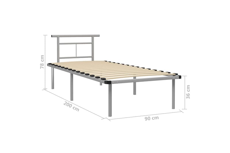 Sängynrunko harmaa metalli 90x200 cm - Huonekalut - Sänky - Sänkykehikot & sängynrungot
