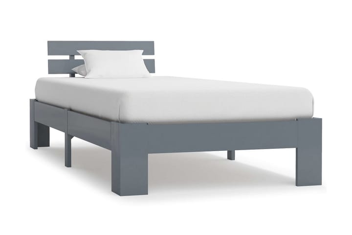 Sängynrunko harmaa täysi mänty 100x200 cm - Harmaa - Sänkykehikot & sängynrungot