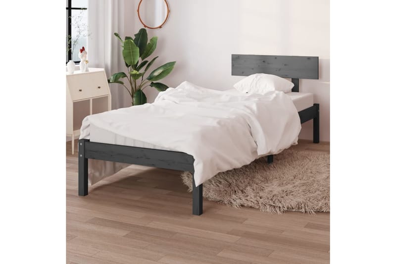 Sängynrunko harmaa täysi mänty 100x200 cm - Harmaa - Huonekalut - Sänky - Sänkykehikot & sängynrungot