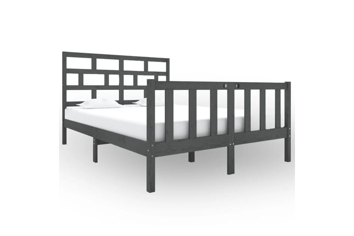 Sängynrunko harmaa täysi mänty 135x190 cm 4FT6 Double - Harmaa - Sänkykehikot & sängynrungot