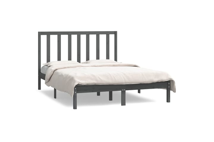 Sängynrunko harmaa täysi mänty 135x190 cm 4FT6 Double - Harmaa - Sänkykehikot & sängynrungot