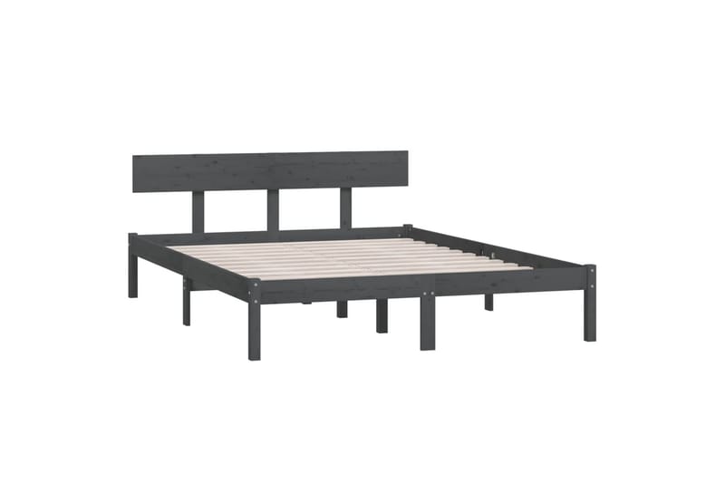 Sängynrunko harmaa täysi mänty 140x190 cm - Harmaa - Huonekalut - Sänky - Sänkykehikot & sängynrungot