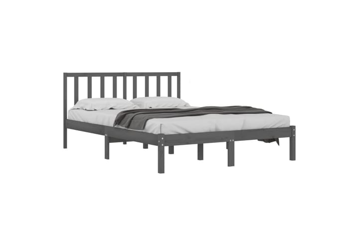 Sängynrunko harmaa täysi mänty 140x190 cm - Harmaa - Sänkykehikot & sängynrungot