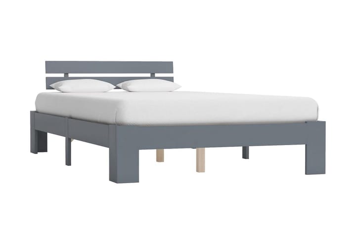 Sängynrunko harmaa täysi mänty 140x200 cm - Harmaa - Sänkykehikot & sängynrungot