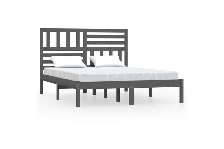 Sängynrunko harmaa täysi mänty 150x200 cm 5FT King Size - Harmaa - Sänkykehikot & sängynrungot
