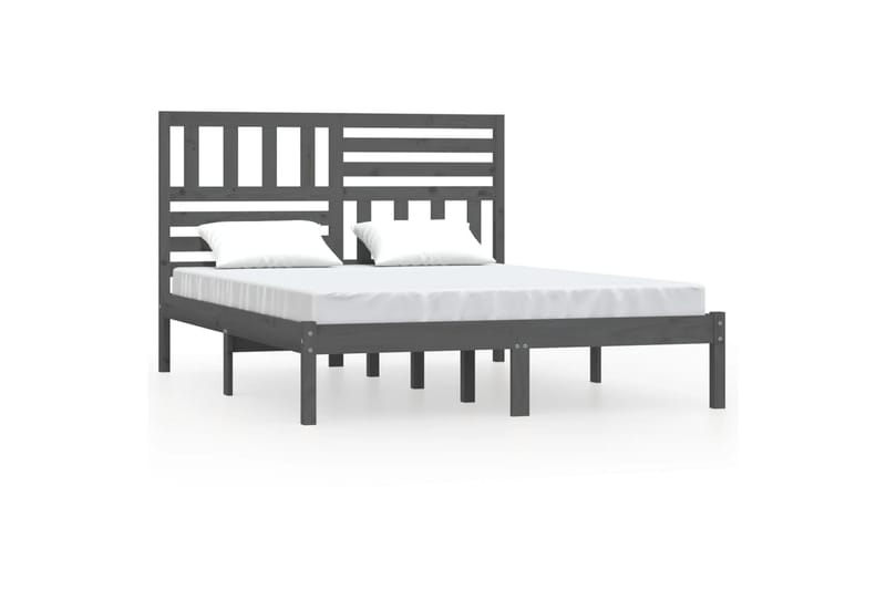 Sängynrunko harmaa täysi mänty 150x200 cm 5FT King Size - Harmaa - Huonekalut - Sänky - Sänkykehikot & sängynrungot