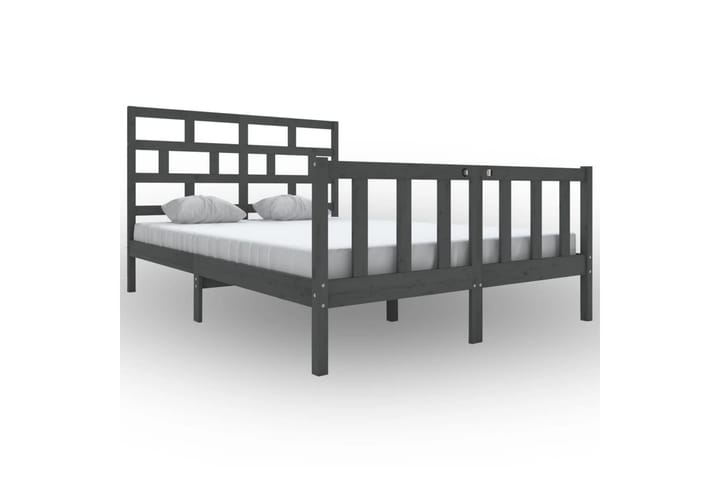 Sängynrunko harmaa täysi mänty 150x200 cm 5FT King Size - Harmaa - Sänkykehikot & sängynrungot
