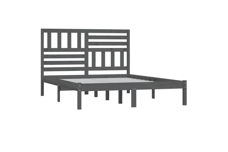 Sängynrunko harmaa täysi mänty 150x200 cm 5FT King Size - Harmaa - Huonekalut - Sänky - Sänkykehikot & sängynrungot