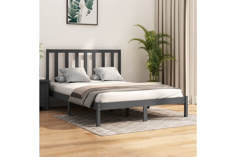 Sängynrunko harmaa täysi mänty 150x200 cm 5FT King Size - Harmaa - Huonekalut - Sänky - Sänkykehikot & sängynrungot