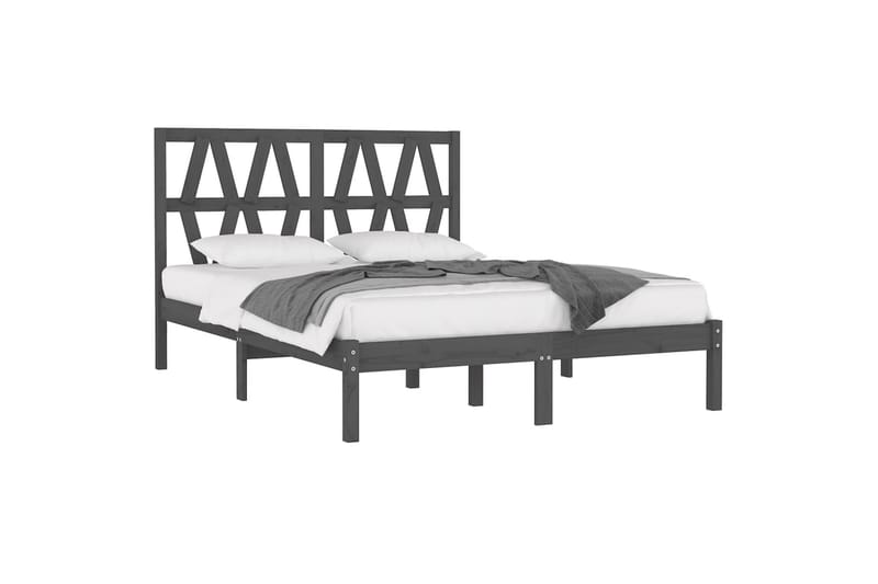 Sängynrunko harmaa täysi mänty 150x200 cm 5FT King Size - Harmaa - Huonekalut - Sänky - Sänkykehikot & sängynrungot