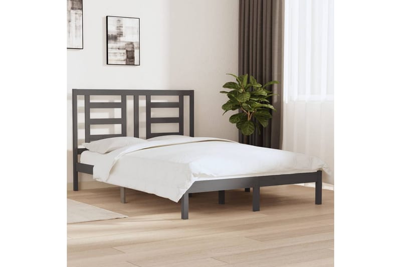 Sängynrunko harmaa täysi mänty 150x200 cm 5FT King Size - Harmaa - Huonekalut - Sänky - Sänkykehikot & sängynrungot