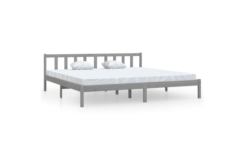 Sängynrunko harmaa täysi mänty 200x200 cm - Harmaa - Huonekalut - Sänky - Sänkykehikot & sängynrungot
