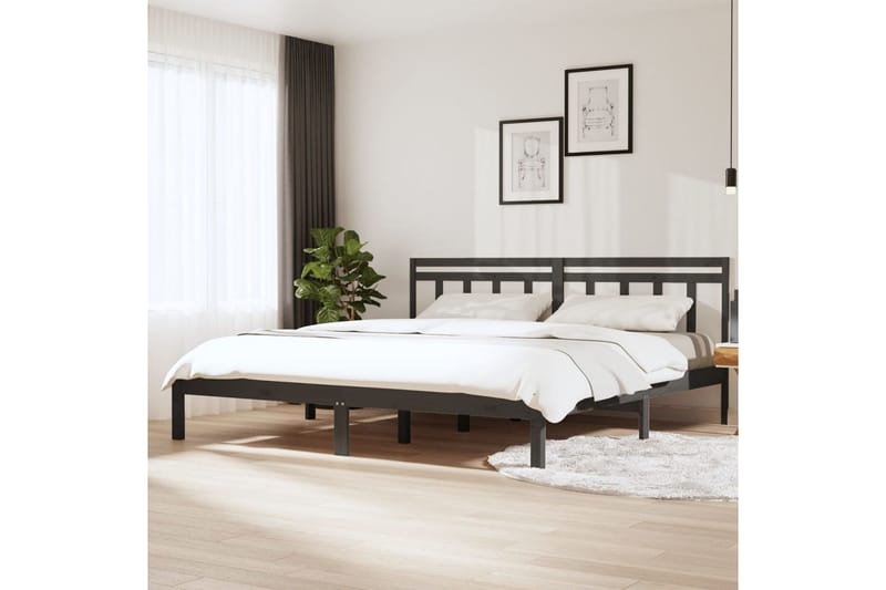 Sängynrunko harmaa täysi mänty 200x200 cm - Harmaa - Huonekalut - Sänky - Sänkykehikot & sängynrungot