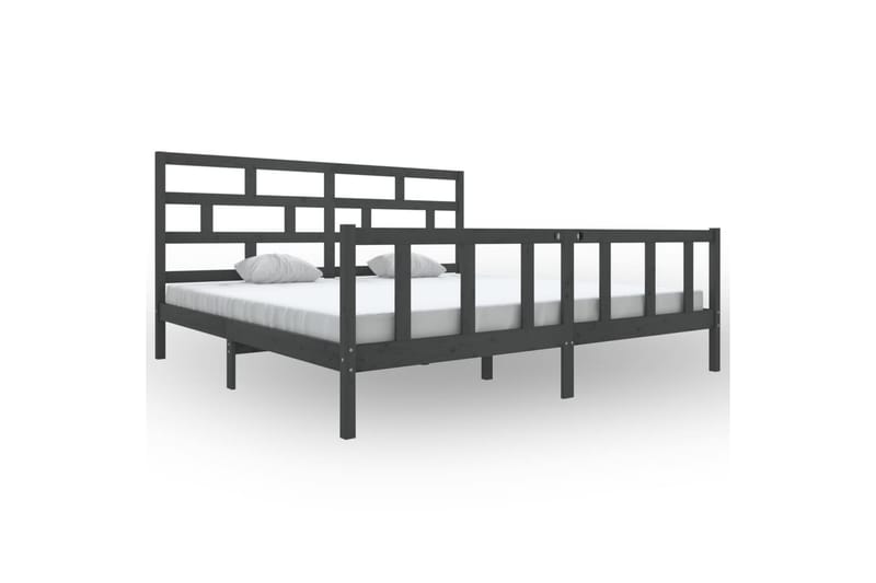 Sängynrunko harmaa täysi mänty 200x200 cm - Harmaa - Huonekalut - Sänky - Sänkykehikot & sängynrungot