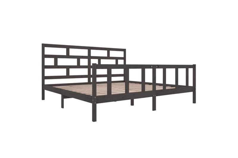 Sängynrunko harmaa täysi mänty 200x200 cm - Harmaa - Huonekalut - Sänky - Sänkykehikot & sängynrungot