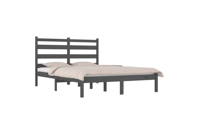 Sängynrunko harmaa täysi mänty 200x200 cm - Harmaa - Huonekalut - Sänky - Sänkykehikot & sängynrungot