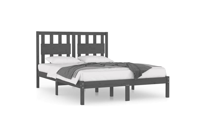 Sängynrunko harmaa täysi mänty 200x200 cm - Harmaa - Huonekalut - Sänky - Sänkykehikot & sängynrungot