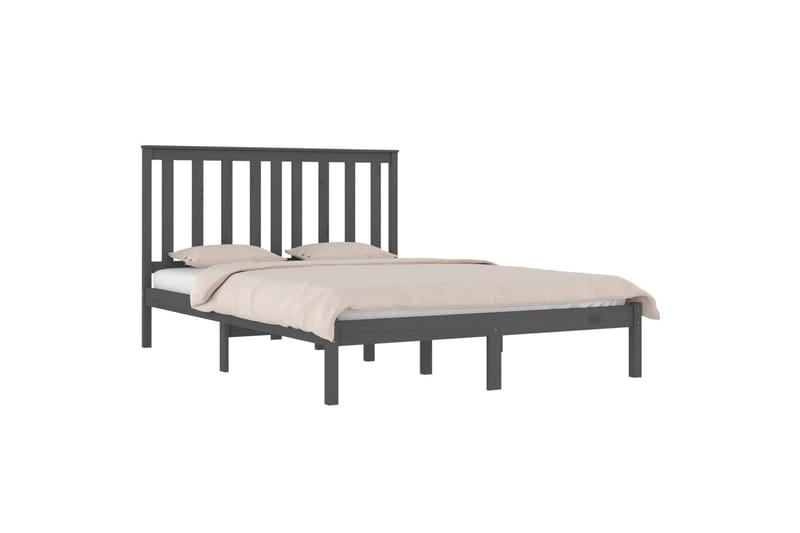 Sängynrunko harmaa täysi mänty 200x200 cm - Harmaa - Huonekalut - Sänky - Sänkykehikot & sängynrungot