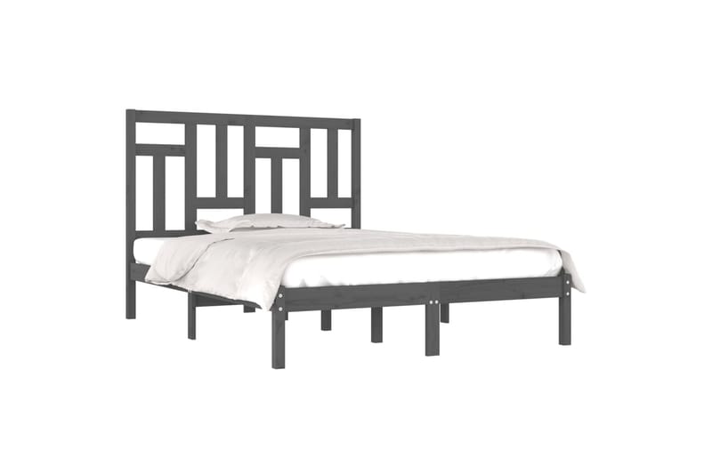 Sängynrunko harmaa täysi mänty 200x200 cm - Harmaa - Huonekalut - Sänky - Sänkykehikot & sängynrungot