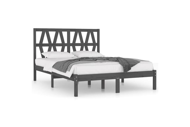 Sängynrunko harmaa täysi mänty 200x200 cm - Harmaa - Huonekalut - Sänky - Sänkykehikot & sängynrungot