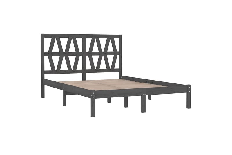 Sängynrunko harmaa täysi mänty 200x200 cm - Harmaa - Huonekalut - Sänky - Sänkykehikot & sängynrungot