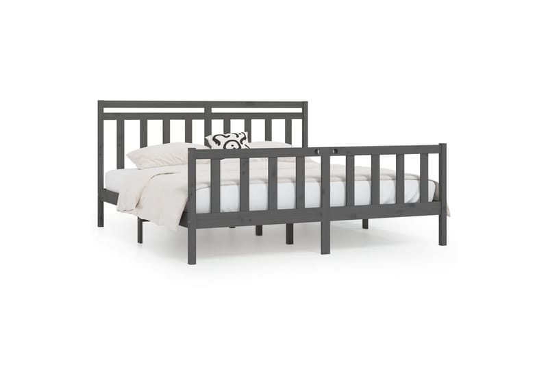 Sängynrunko harmaa täysi mänty 200x200 cm - Harmaa - Huonekalut - Sänky - Sänkykehikot & sängynrungot